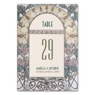 Numeração De Mesa Placa de weddiTable do Elegant vintage nouveau wat