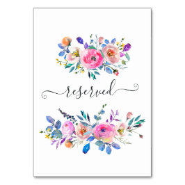 Numeração De Mesa Placa Floral de Cor de Água Rosa Quente Reservada