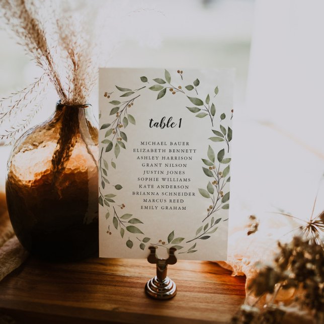 Numeração De Mesa Placa mínima orgânica moderna de Mesa verde (Criador carregado)