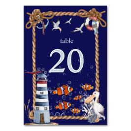 Numeração De Mesa Placa Náutica com Farol e Peixe-Palhaço
