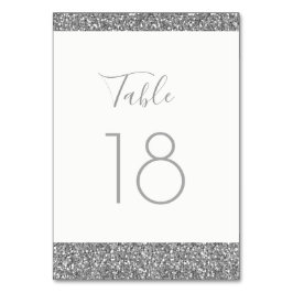 Numeração De Mesa Placa Plana com Número de Tabela Glitter de Cinza 