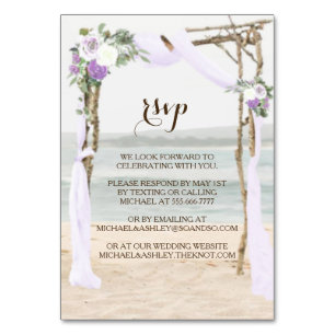 Numeração De Mesa Placa RSVP de Casamento de Lavanda de Praia sem En