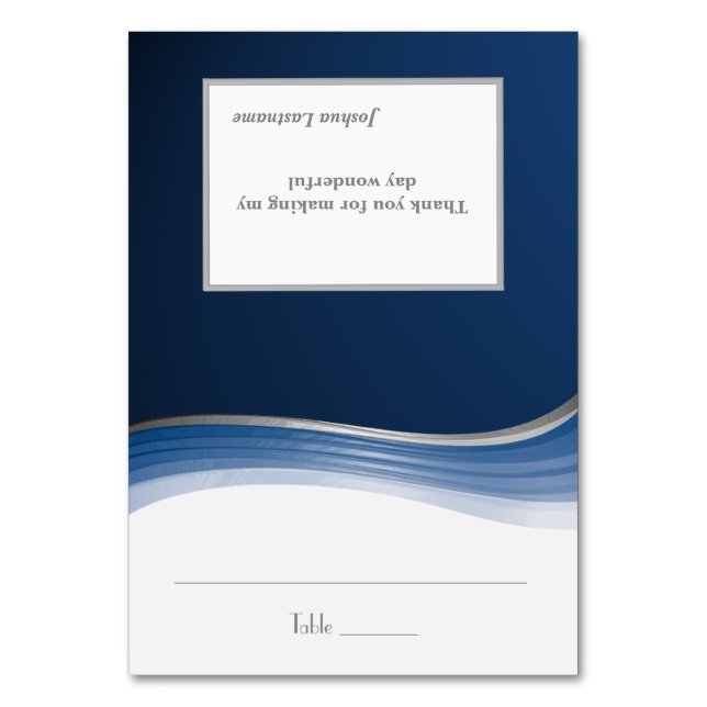 Numeração De Mesa Placa Sentada De Onda Azul De Aço (Frente)