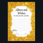 Numeração De Mesa Placa Vertical de Advertência e Desejo de Casament<br><div class="desc">Estes elegantes conselhos de casamento e cartões de desejos de ouro serão a adição perfeita à sua recepção de casamento. Este design apresenta um quadro de ouro cintilante com o texto "Conselhos e Desejos para o novo Sr. e Sra." numa combinação de fontes simples e caligraficas. O cartão tem espaço...</div>