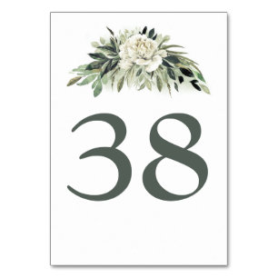 Numeração De Mesa Placas com números de tabela verde e de flor branc