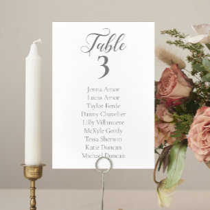 Numeração De Mesa Placas de Gráfico de Casamento de Script de Cinza