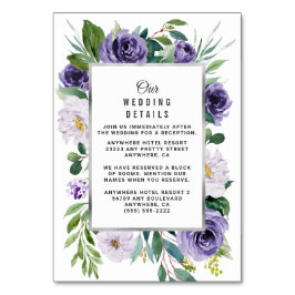 Numeração De Mesa Placas De Invólucro Floral Lilac De Prata Roxa