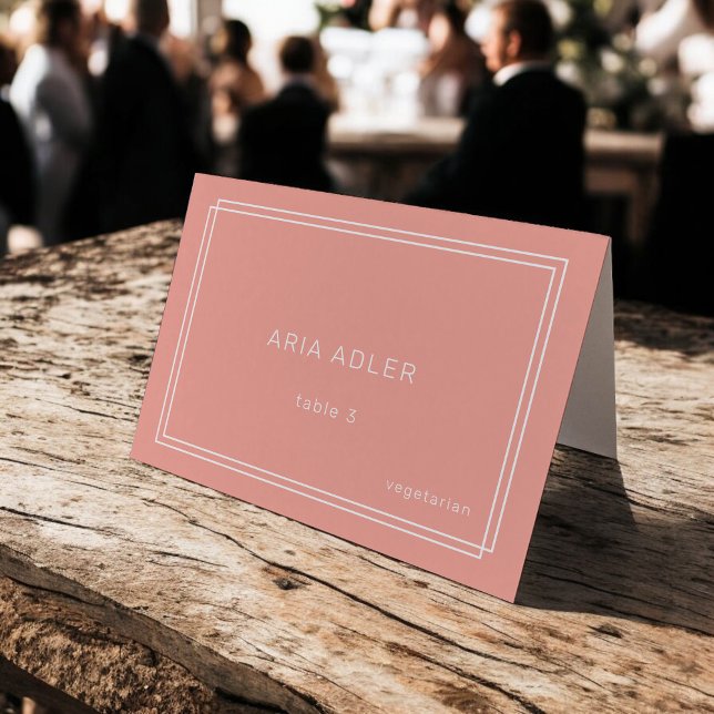 Numeração De Mesa Placas de Local de Casamento com Pêssego de Blush  (AVERY Minimal Blush Peach Wedding Place Cards)