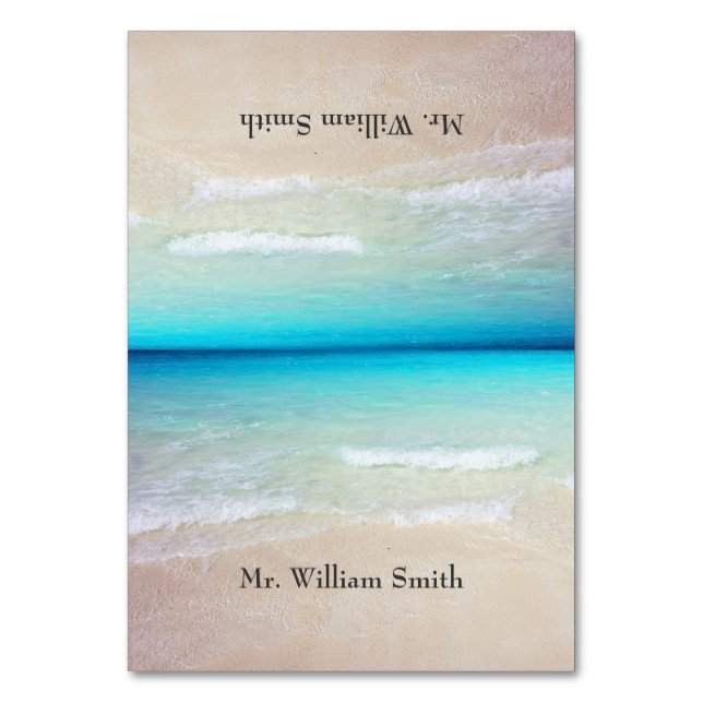 Numeração De Mesa Placas De Lugar Com Areia De Praia Com Nomes (Frente)