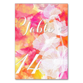 NUMERAÇÃO DE MESA PLACAS DE MESA HOLLYHOCK DE COR DE ÁGUA SUNSET DE 