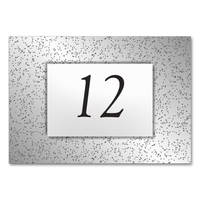 Numeração De Mesa Placas de Número de Tabela com Glitter Silver (Frente)