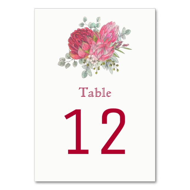 Numeração De Mesa Placas de Número de Tabela de Proteas Flores (Frente)
