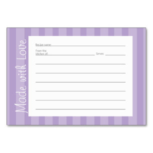 Numeração De Mesa Placas de Receita de Padrão de Stripe Roxo