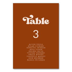 Numeração De Mesa Placas-quadro laranja com na moda retro queimado