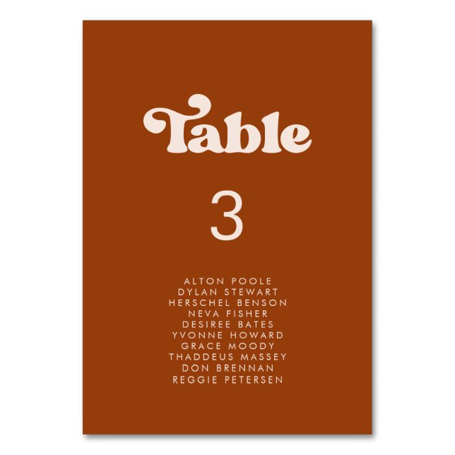 Numeração De Mesa Placas-quadro laranja com na moda retro queimado (Frente)