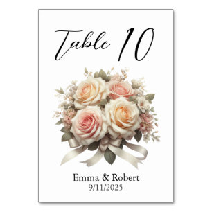 Numeração De Mesa Plano de Casamento de Rosas de Script Minimalista