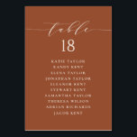 Numeração De Mesa Plano de Casamento Terracotta de Script Minimalist<br><div class="desc">Plano personalizável de número de assentos da tabela. Ele apresenta uma escrita tipográfica tipográfica aterrática e tipografia clássica. Personalize adicionando seus próprios detalhes. Este plano de assentos de mesa minimalista é perfeito para quaisquer casamentos,  chás de fraldas,  chás de panela,  aniversários e muito mais.</div>