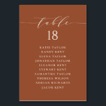 Numeração De Mesa Plano de Casamento Terracotta de Script Minimalist<br><div class="desc">Plano personalizável de número de assentos da tabela. Ele apresenta uma escrita tipográfica tipográfica aterrática e tipografia clássica. Personalize adicionando seus próprios detalhes. Este plano de assentos de mesa minimalista é perfeito para quaisquer casamentos,  chás de fraldas,  chás de panela,  aniversários e muito mais.</div>