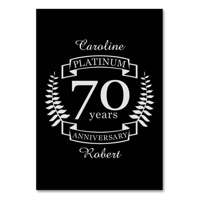 Numeração De Mesa PLATINUM ANIVERSÁRIO DE 70 Weding (Frente)