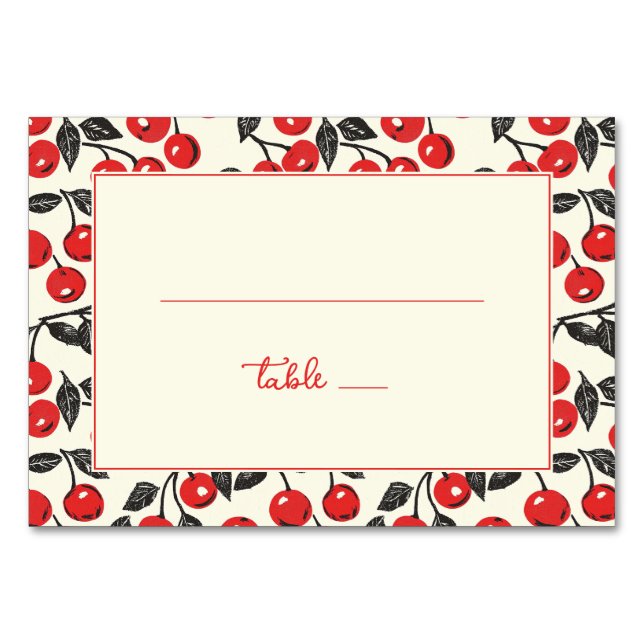 Numeração De Mesa Playful Red Cherry Border (Frente)