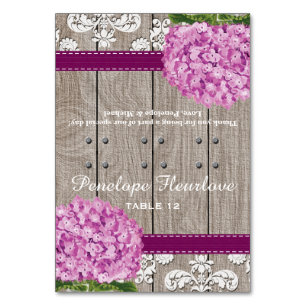 Numeração De Mesa Plum Hydrangea DIY Tent Place Card