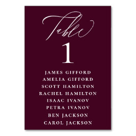 Numeração De Mesa Plum Purple Calliografia Sentada