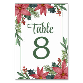Numeração De Mesa Poinsettia Red Floral Casamento de Natal
