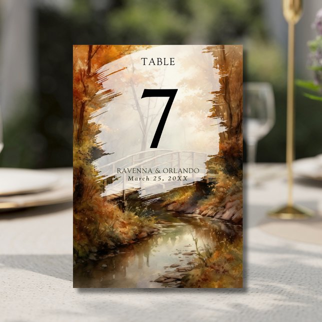 Numeração De Mesa Ponte Rústica de Outono na Floresta Casamento de O (Criador carregado)
