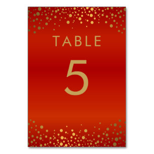 Numeração De Mesa Pontos de Confetti Dourados e Vermelho - Mesa