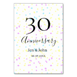 Numeração De Mesa Pontos polka amarelo rosa azul nome de 30º anivers