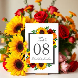 Numeração De Mesa Pôr do sol Girassol Rosa Floral Casamento
