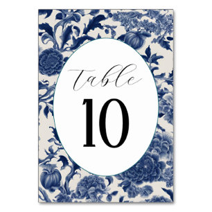 Numeração De Mesa Porcelain Elegance: Casamento Floral Azul