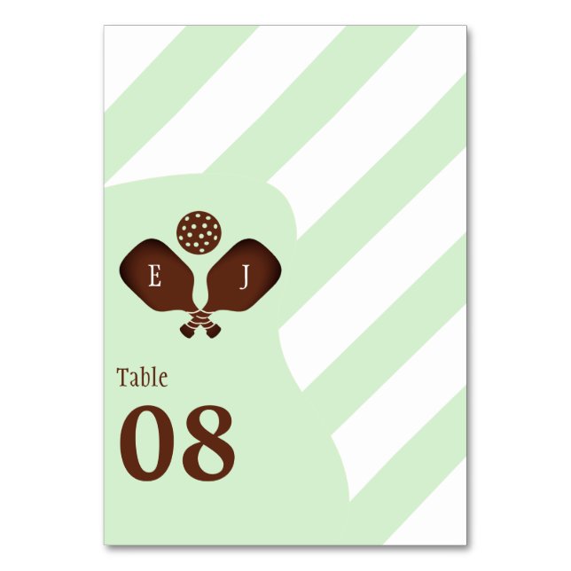 Numeração De Mesa Preppy Pickleball Stripes Wedding (Frente)