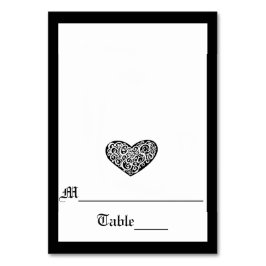 Numeração De Mesa Preto com Coração Suave Branca - Placa de Escolta