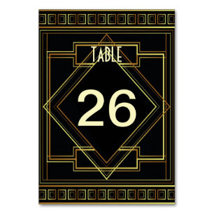 Numeração De Mesa preto do art deco e casamento gatsby do ouro