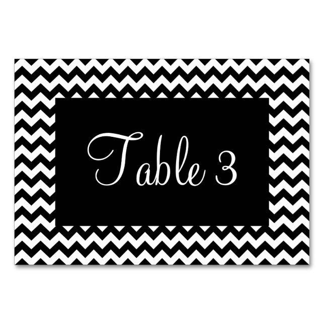 Numeração De Mesa Preto e Branco Chevron Numerado (Verso)