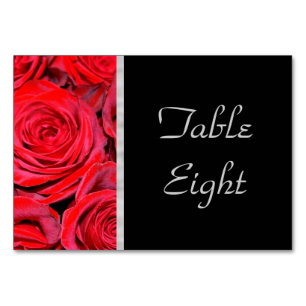 Numeração De Mesa Preto e Rosas vermelhas