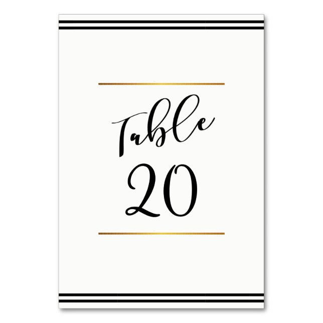 Numeração De Mesa Preto Elegante Com Casamento Dourado (Frente)