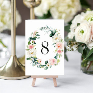 Numeração De Mesa Primavera Blush Floral Wreath Número da Tabela de 