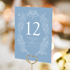 Numeração De Mesa Primavera Fleur de lis casamento azul-poeirento