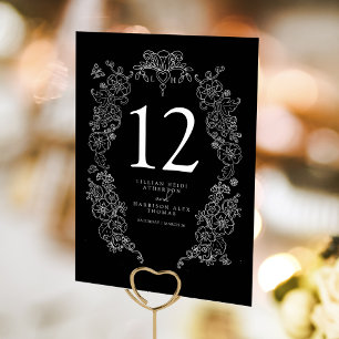 Numeração De Mesa Primavera Fleur de lis casamento preto e branco