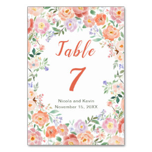 Numeração De Mesa Primavera Floral Flor Número da Tabela de Casament