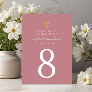 Numeração De Mesa Primeira Comunhão de Garota Rosa Religiosa