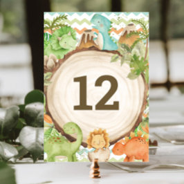 Numeração De Mesa Primeiro aniversario de Chá de fraldas de Dinossau