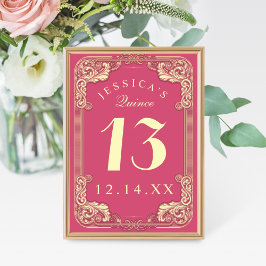 Numeração De Mesa Princesa Quinceanera Rosa