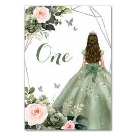 Numeração De Mesa Princesa Sage Green Floral Blush Rosa 15 Años