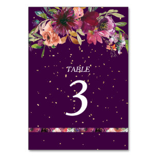 Numeração De Mesa Profundamente - casamento Dourado floral vívido