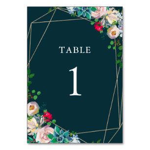 Numeração De Mesa Programa de Casamento Chic Dourado e Suculente