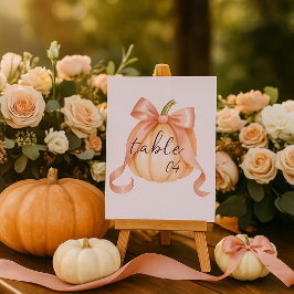 Numeração De Mesa Pumpkin de Aquarela Sinal de Número de Tabela de A