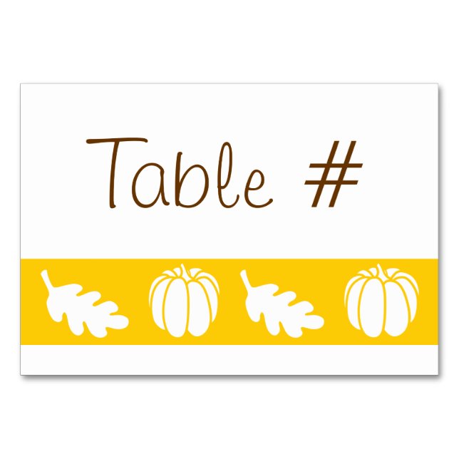 Numeração De Mesa Pumpkin Patch na placa de Mesa amarela (Frente)